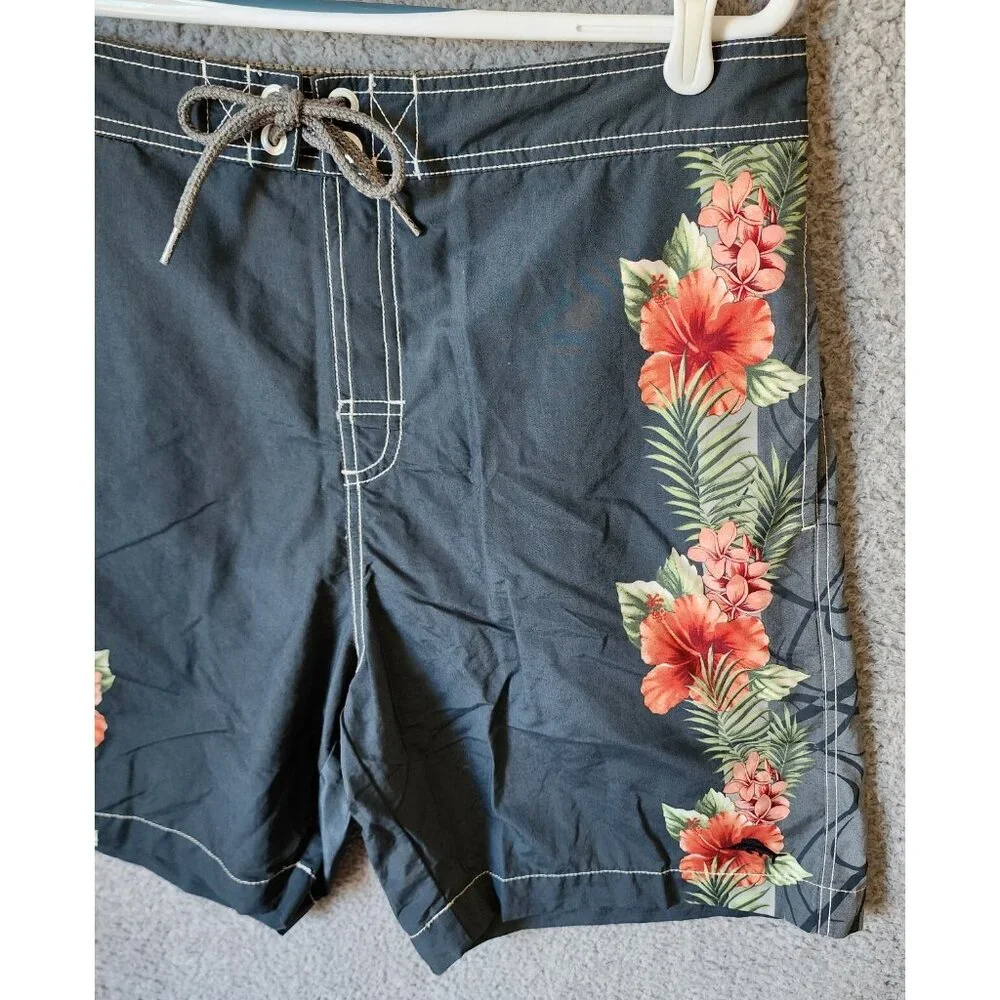 Tommy Bahama Relax Floral Beach Pool Lined Drawstring Cargo Swim Trunks Size L‎